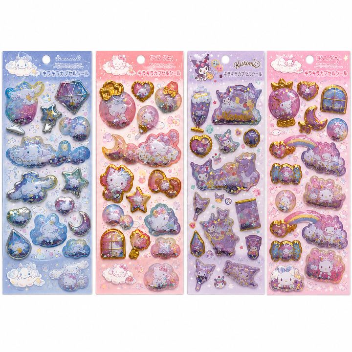 【正規品・選べる6種類】SAC-KCP-KT サンリオキャラクターズ キラキラカプセルシール ボンボンドロップシール サンリオキャラクターズ たまごっち しずぐちゃん ディズニー ちいかわ ぷっくりシール BONBON DROP 韓国雑貨 デコシール 手帳デコ シール