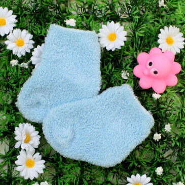 日本製 パイル クルーソックス(サックス)新生児/靴下/新生児/靴下/ベビー/あんよ/かわいい/足/えくぼちゃん|srh