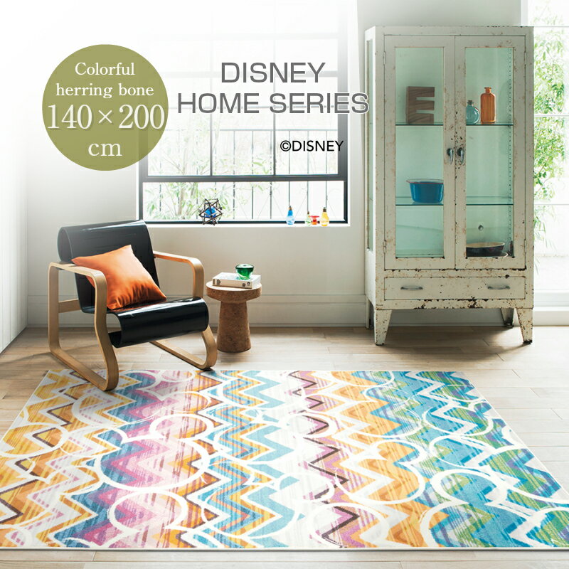 y[J[ szX~mG 140cm~200cm DRM-1062 h ϔM g[ zbgJ[ybgΉ fBYj[ ~bL[ Jtw{[O Mickey/Colorful HERRINGBONE RUG J[ybg LN^[ ObY 