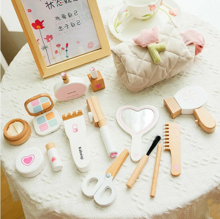 メイク 木製 おもちゃ メイクアップセット お化粧 2歳 3歳 4歳 5歳 女の子 メイクセット キッズ ごっこ遊び 木のおもちゃ 美容師 おもちゃ ままごとセット 木製玩具 子ども 誕生日 こどもの日 プレゼント クリスマス ギフト