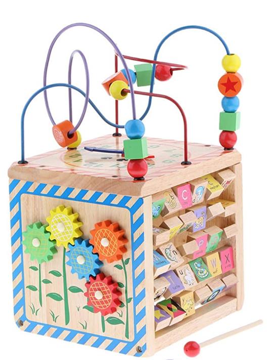 赤ちゃん 木製 ビーズコースター ルーピング アクティビティキューブ 子ども 知育玩具 迷路おもちゃ