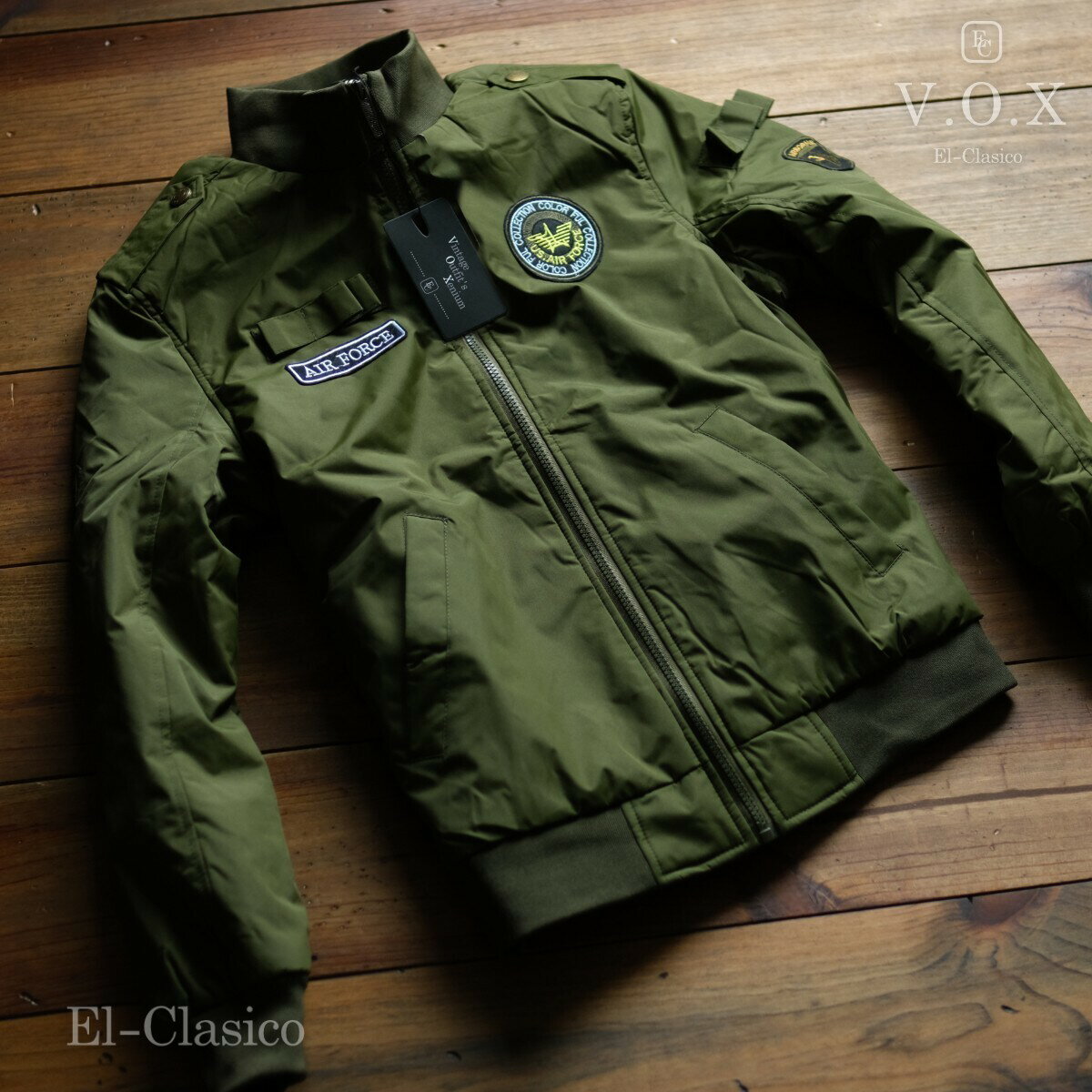 新品*米国■V.O.X■USエアフォース*ボア付き フライトジャケット MA-1 緑 メンズ 秋冬 ブルゾン ミリタリー アウター◆VOXAIR-GR