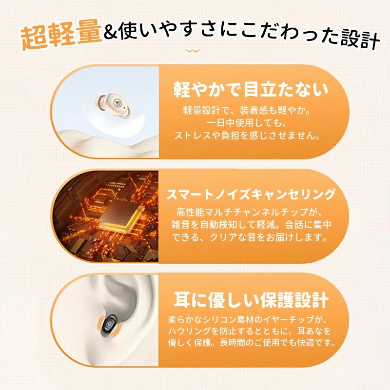 集音器 片耳 耳あな式 しゅうおんき 片耳用集音器 ワイヤレス 軽量 充電式 5段階音...
