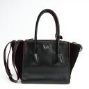 プラダ(Prada) 1BA025 レディース レザー,スエード ハンドバッグ レッド,Nero(ネロ) 【中古】