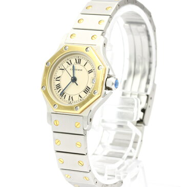 カルティエ (CARTIER) サントス オクタゴン SM K18 ゴールド ステンレススチール クォーツ レディース 時計 187903 (外装仕上げ済み) 【中古】