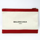 バレンシアガ(Balenciaga) 373840 レディース レザー,キャンバス クラッチバッグ,ポーチ ベージュ,レッド 【中古】