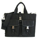 プラダ(Prada) レディース,メンズ レザー,ナイロン ショルダーバッグ ブラック 【中古】