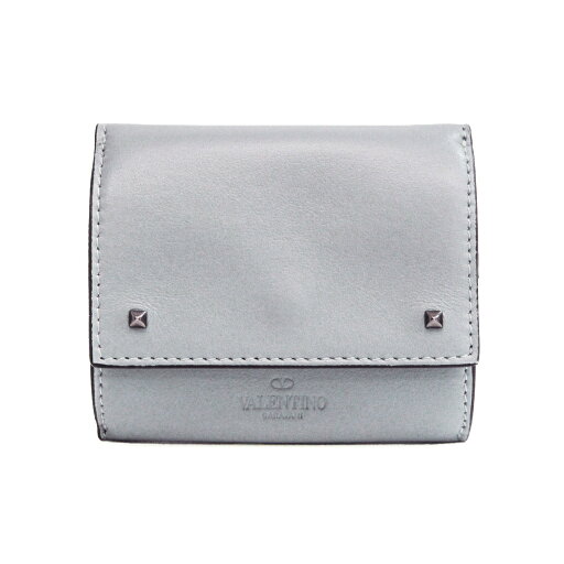 バレンチノ(Valentino) メンズ,レディース レザー 財布(三つ折り) ライトブルーグレー 【中古】 バレンチノ(Valentino) メンズ,レディース レザー 財布(三つ折り) ライトブルーグレー 【中古】