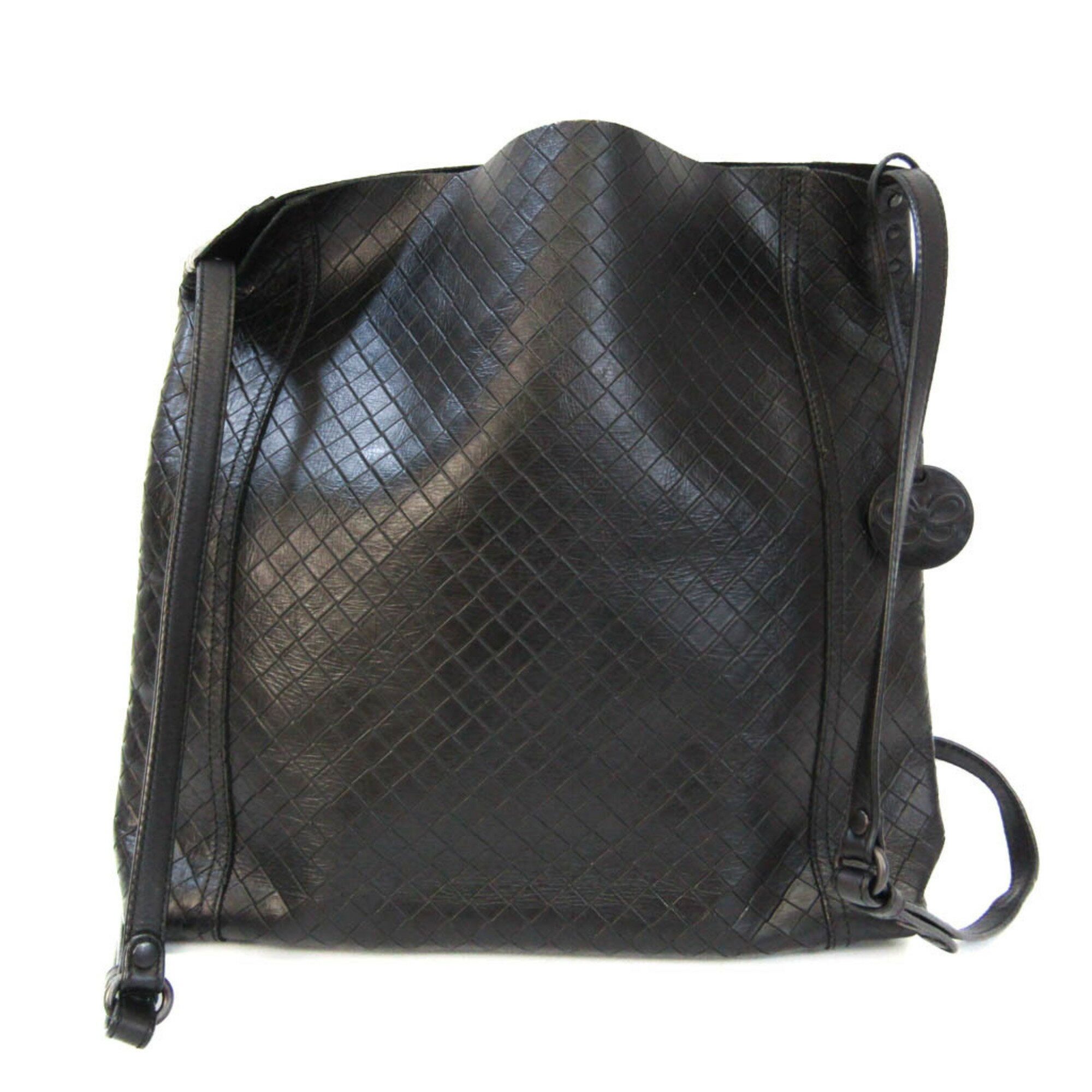 ボッテガ・ヴェネタ(Bottega Veneta) イントレッチオ ミラージュ メンズ,レディース レザー ショルダーバッグ ブラック【中古】