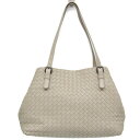 ボッテガ・ヴェネタ(Bottega Veneta) イントレチャート レディース レザー トートバッグ ライトグレー【中古】