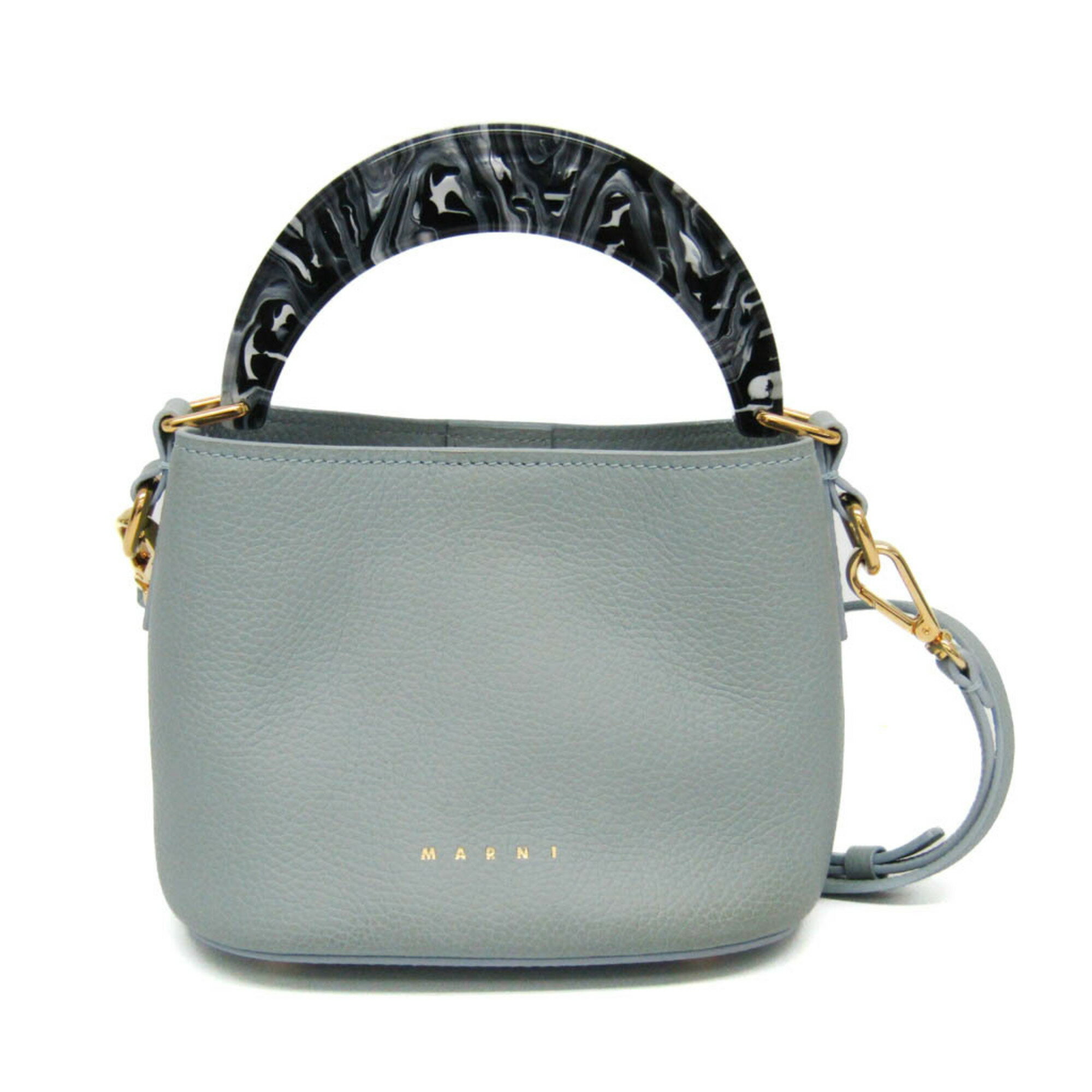 マルニ(Marni) VENICE BUCKET MINI BAG SCMP0078U0 レディース レザー ハンドバッグ,ショルダーバッグ ライトブルー【中古】