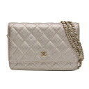 シャネル(Chanel) マトラッセ A33814 レディース パンチングレザー チェーン/ショルダーウォレット ピンクゴールド(PG)【中古】
