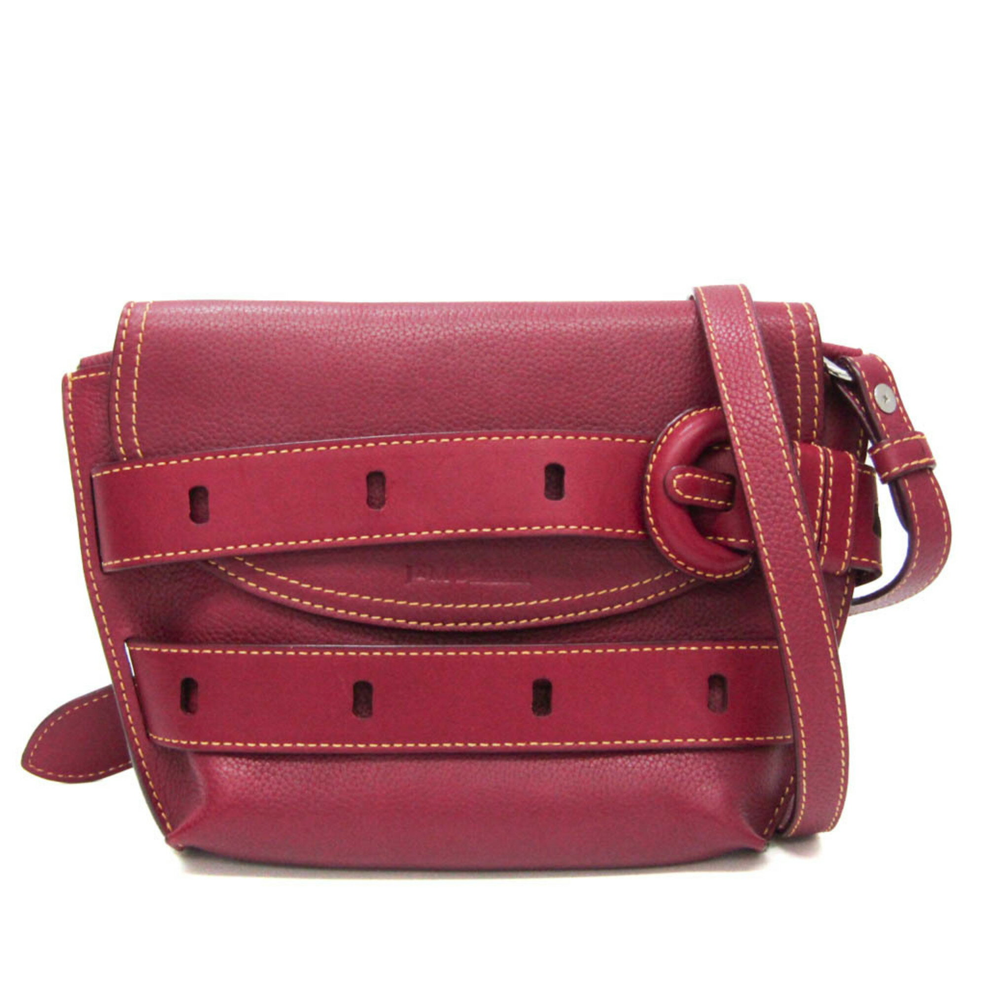 J&M DAVIDSON ワインレッドショルダーバッグ