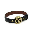 ルイ・ヴィトン(Louis Vuitton) ブラスレ・LV オール アラウンド M6736 レザー,メタル バングル ゴールド,ノワール【中古】