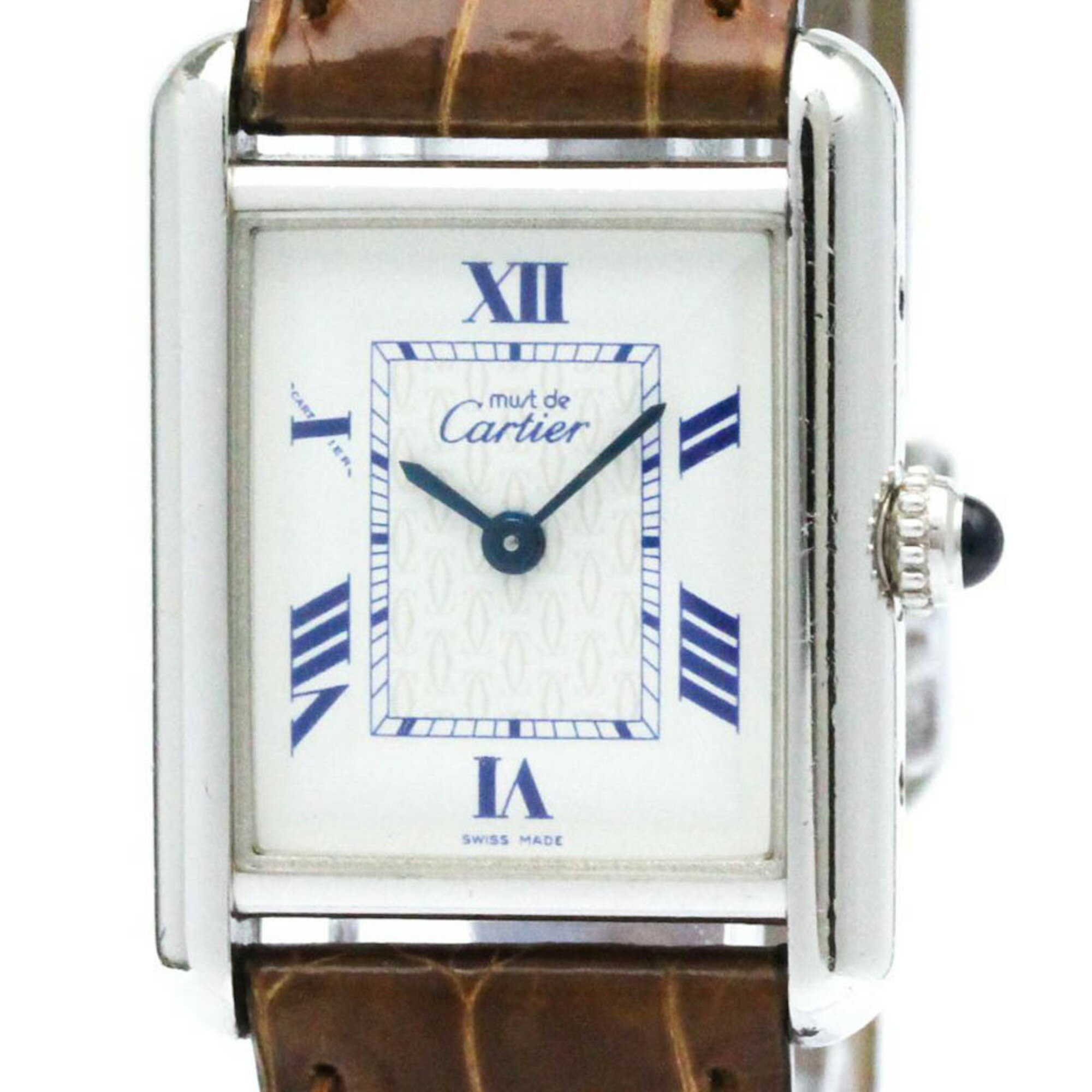 カルティエ (CARTIER) マストタンク シルバー925 レザー クォーツ メンズ 時計 【中古】【中古】