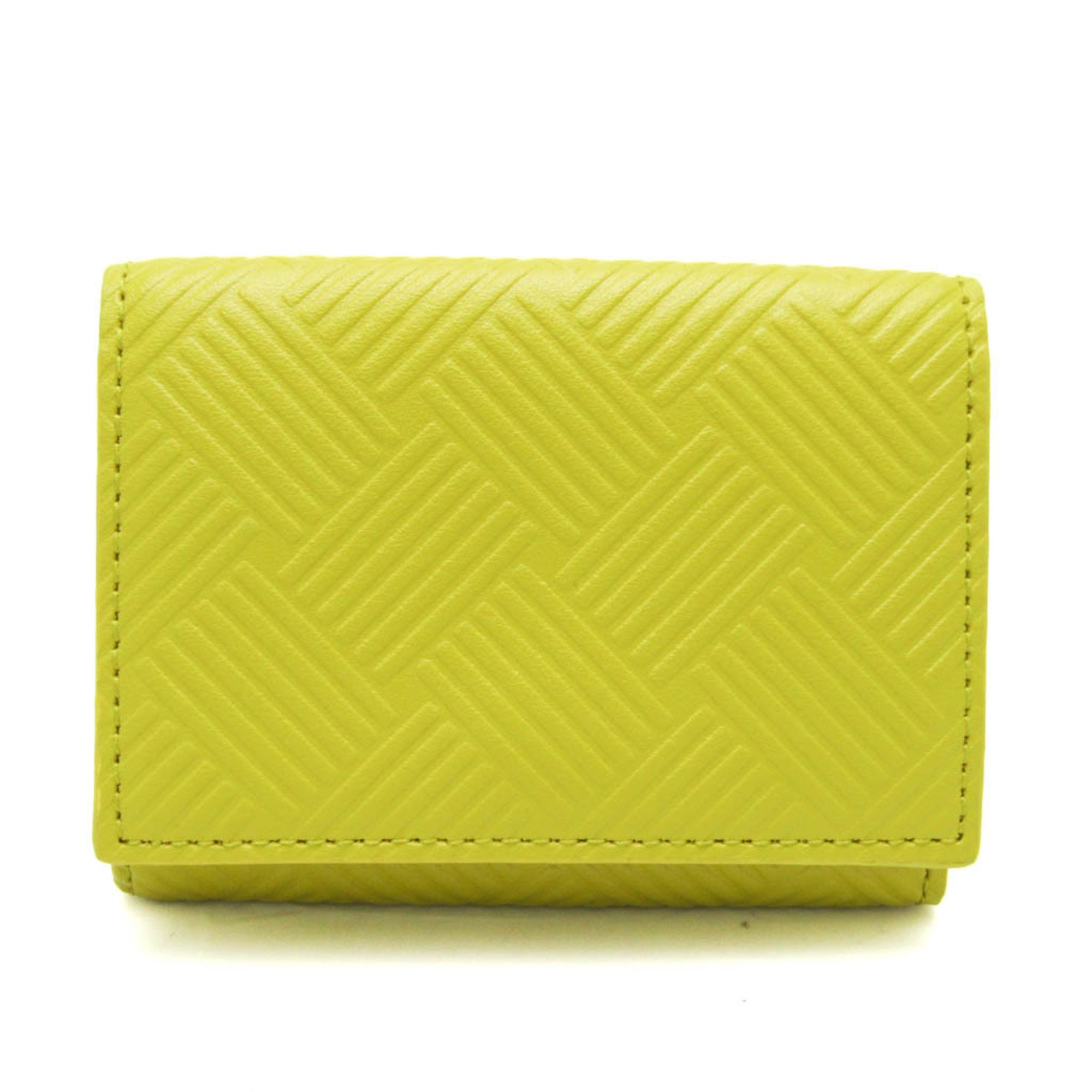 ボッテガ・ヴェネタ(Bottega Veneta) デボスイントレチャート レディース レザー 財布(三つ折り) イエロー【中古】