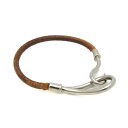エルメス(Hermes) ジャンボ レザー,メタル バングル ブラウン,シルバー【中古】