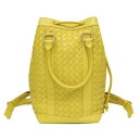 ボッテガ・ヴェネタ(Bottega Veneta) イントレチャート メンズ,レディース レザー リュックサック イエロー【中古】
