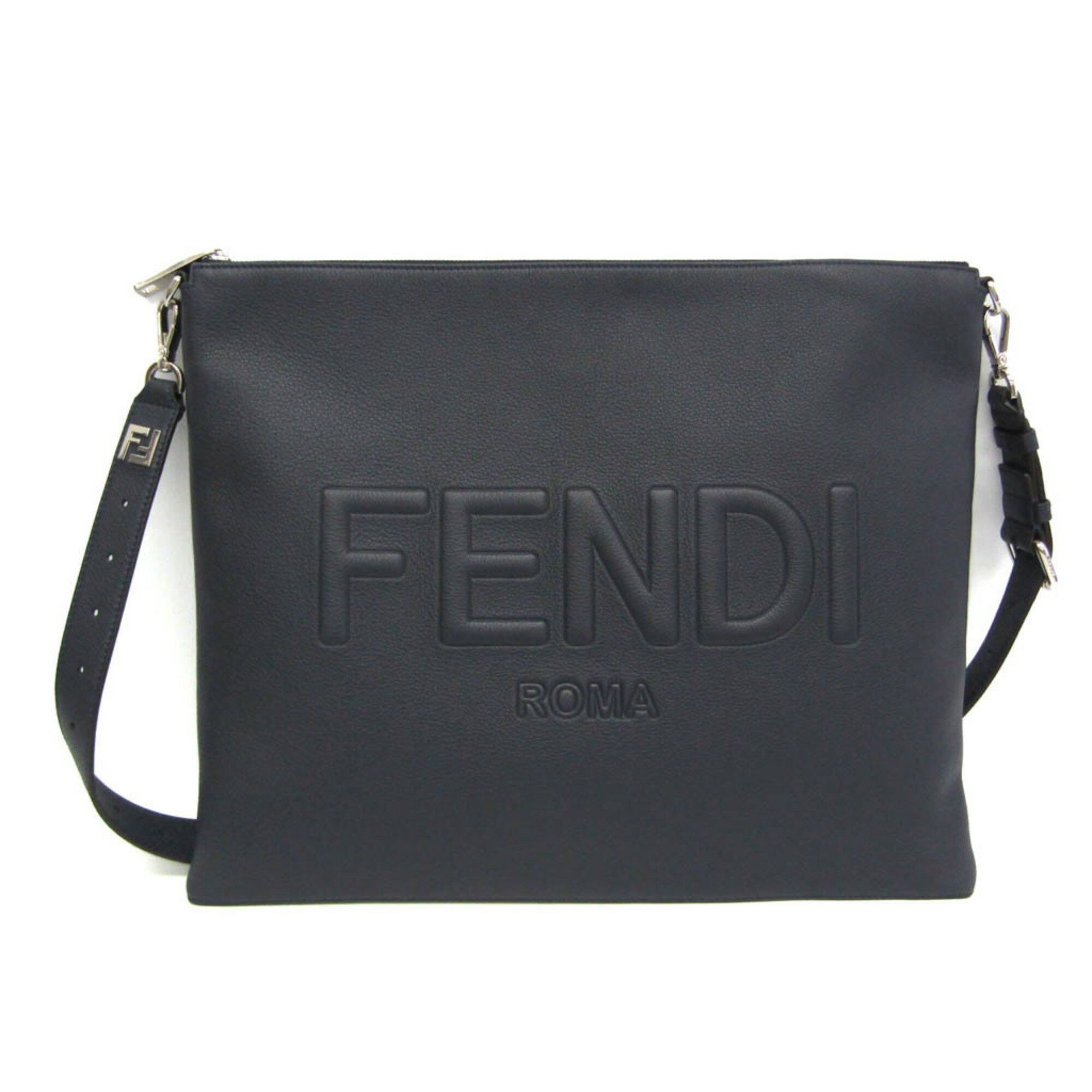 フェンディ(Fendi) アフター 7VA604 AMAC F082Q メンズ レザー ショルダーバッグ ダークブルー【中古】