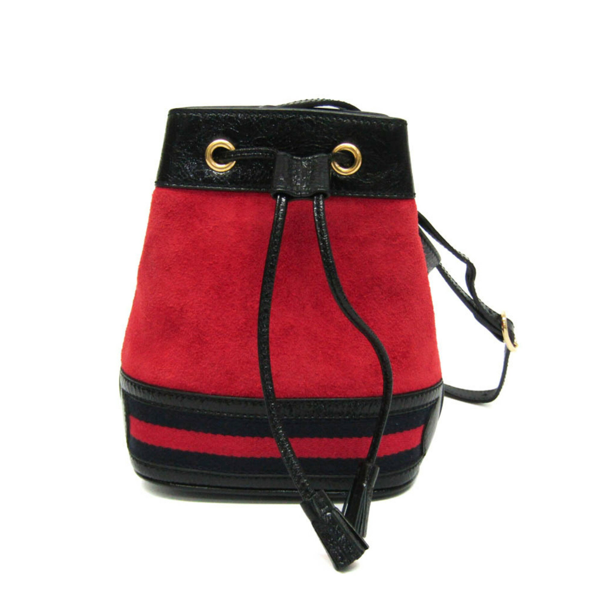 Rakuten - グッチ(Gucci) 巾着型 550620 レディース レザー,スエード ショルダーバッグ ブラック,ネイビー,レッド【中古】