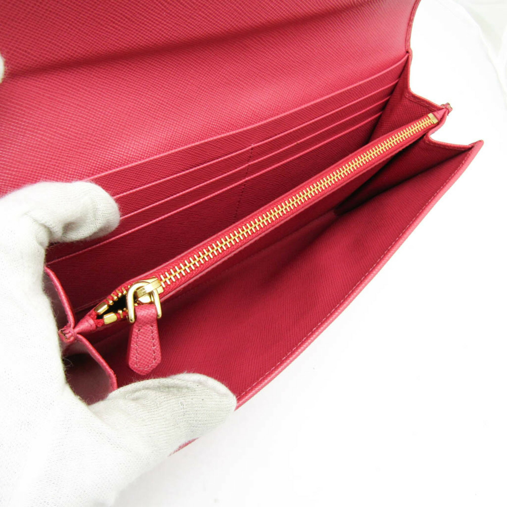 プラダ(Prada) 1M1311 レディース Saffiano Metal 長財布（二つ折り） Peonia(ぺオニア)【中古】