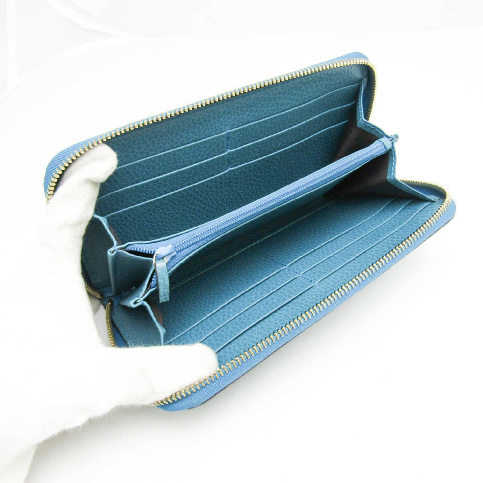 グッチ(Gucci) インターロッキングG 449347 レディース,メンズ レザー 長財布（二つ折り） ブルーグリーン【中古】