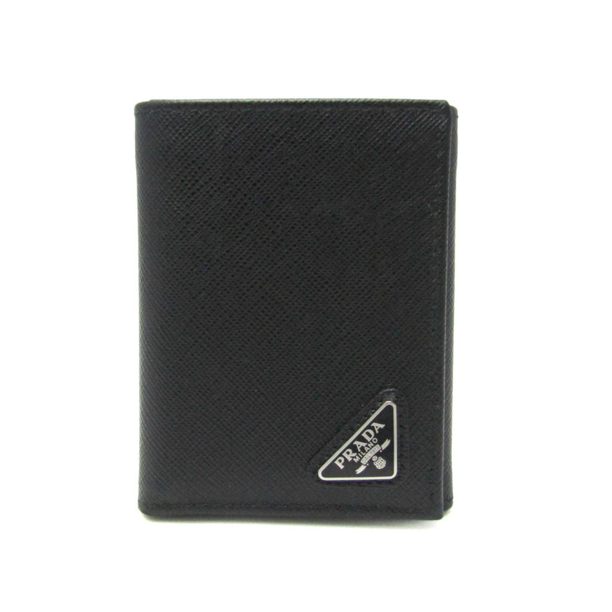 プラダ(Prada) サフィアーノ 2MH041 メンズ,レディース レザー 札入れ(三つ折り) ブラック【中古】