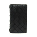 ボッテガ・ヴェネタ(Bottega Veneta) イントレチャート レザー カードケース ブラック【中古】