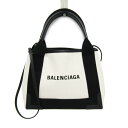 バレンシアガ(Balenciaga) Navy Cabas XS 390346 レディース キャンバス,レザー ハンドバッグ,ショルダーバッグ ブラック,オフホワイト【中古】(4)