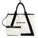 バレンシアガ(Balenciaga) ネイビーカバス M 339936 メンズ,レディース キャンバス,レザー ハンドバッグ,トートバッグ ブラック,オフホワイ...