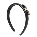 サルヴァトーレ・フェラガモ(Salvatore Ferragamo) ヴァラ レザー,メタル レディース カチューシャ ブラック,ゴールド【中古】