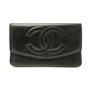 シャネル(Chanel) レディース ラムスキン 長財布(二つ折り) ブラック【中古】