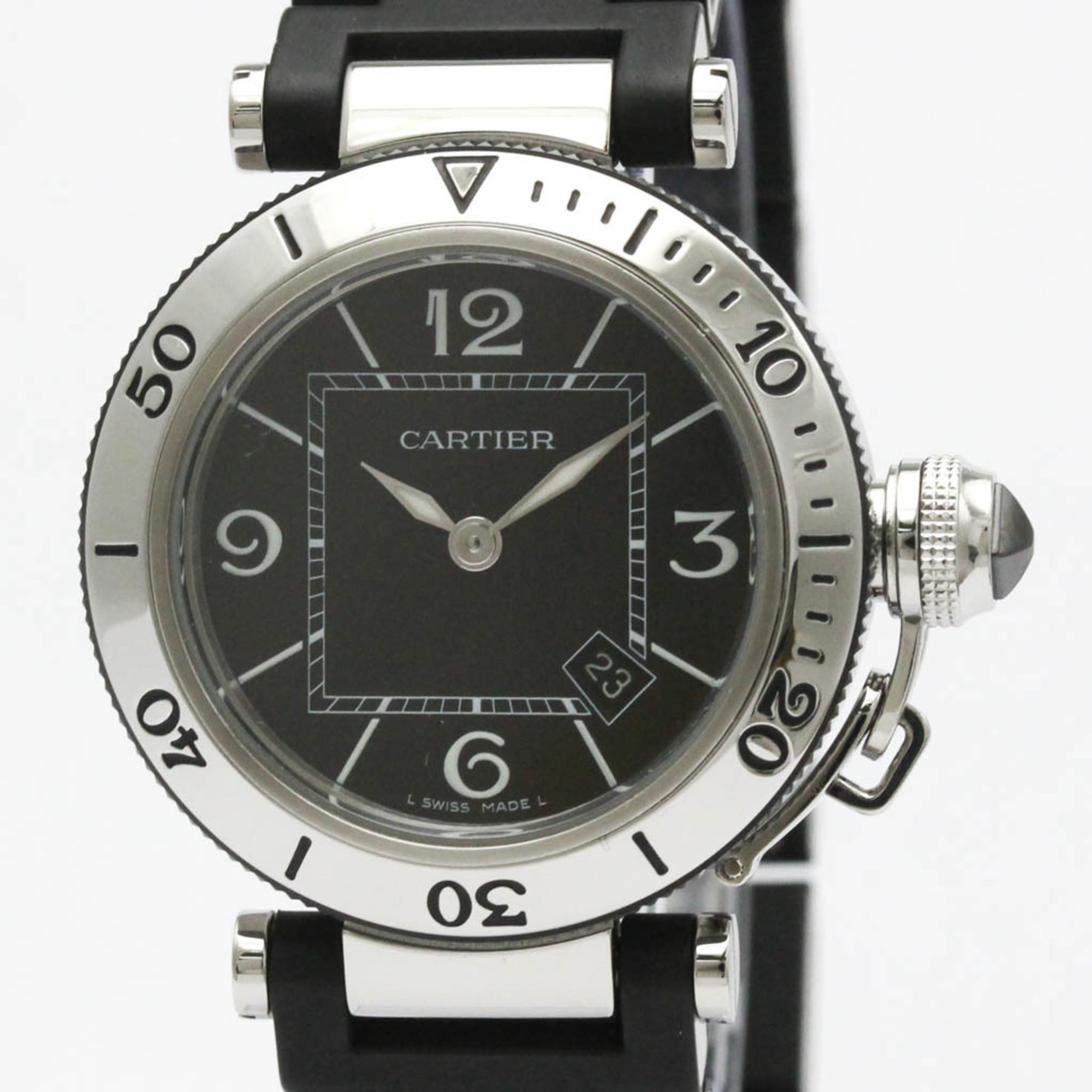 カルティエ (CARTIER) パシャ シータイマー ステンレススチール ラバー クォーツ レディー ...
