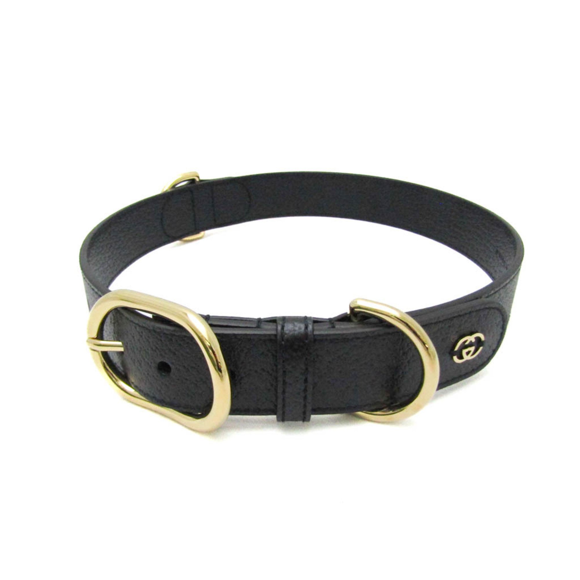 グッチ(Gucci) インターロッキングG 695256 犬 首輪 レザー ブラック【中古】