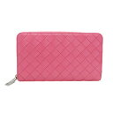 ボッテガ・ヴェネタ(Bottega Veneta) イントレチャート 608053 レディース ラムスキン 長財布(二つ折り) ピンク【中古】