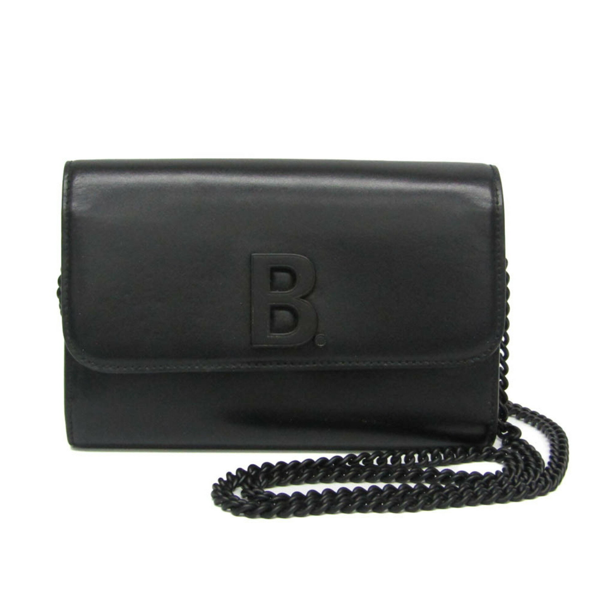 バレンシアガ(Balenciaga) Bロゴ 592903 レディース レザー チェーン/ショルダーウォレット ブラック【中古】