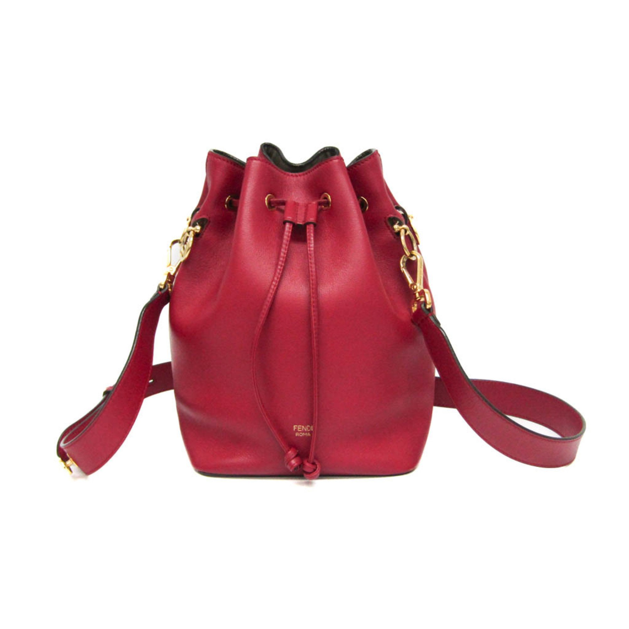 Rakuten - フェンディ(Fendi) モン トレゾール 8BT298 レディース レザー ショルダーバッグ レッド【中古】