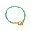 エルメス(Hermes) グレナン H071681F ゴールドプレート,レザー バングル ゴールド,グリーン,ミント【中古】