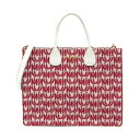 ミュウミュウ(Miu Miu) 5BG156 レディース ジャカード,レザー ショルダーバッグ,トートバッグ レッド,ホワイト【中古】