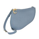 クリスチャン・ディオール(Christian Dior) サドル レディース レザー ショルダーバッグ ライトブルーグレー【中古】(4)