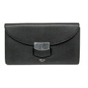 セリーヌ(Celine) トロッター ラージ フラップマルチファクション レディース レザー 長財布(二つ折り) ブラック【中古】
