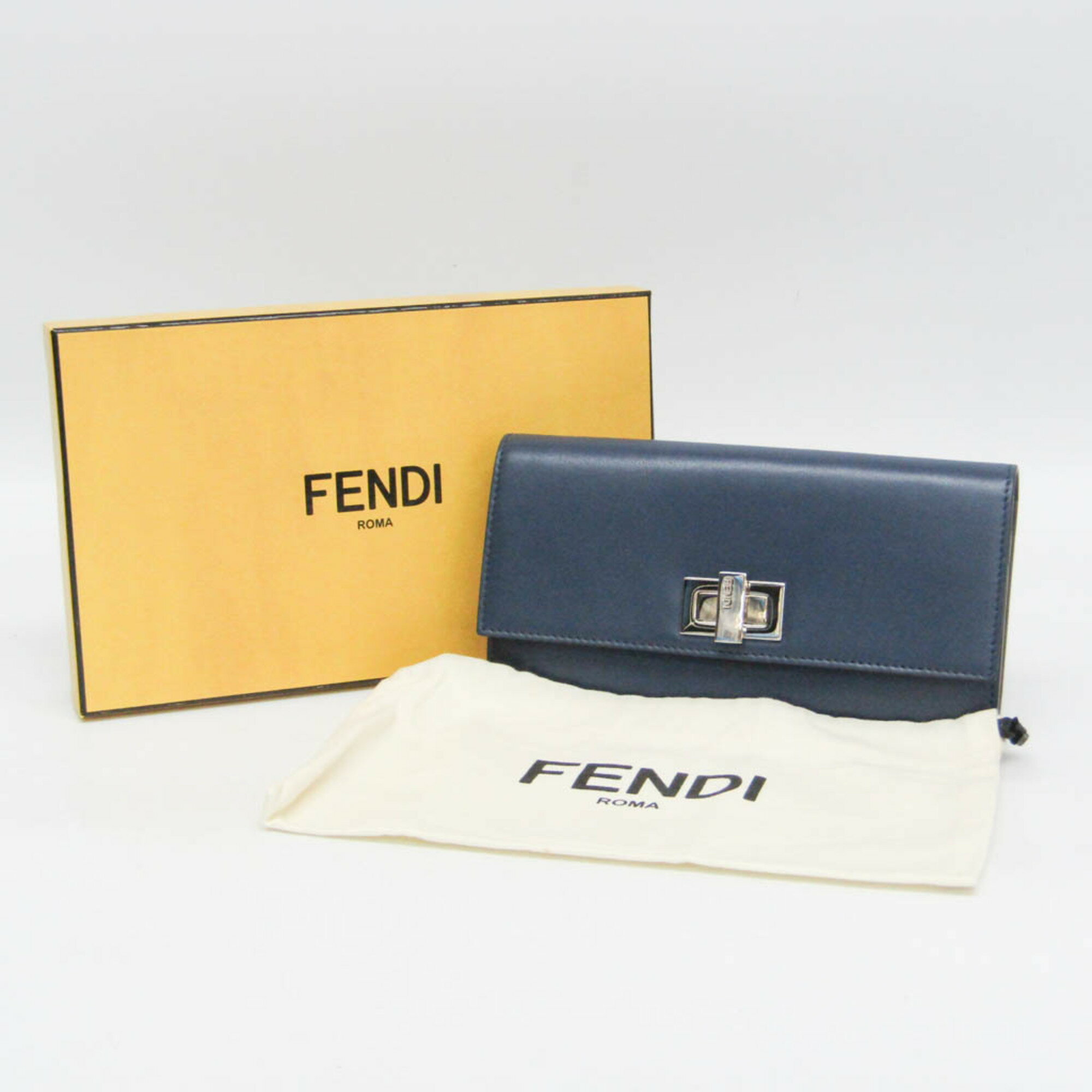 フェンディ(Fendi) ピーカブー 8M0377 レディース レザー 長財布（二つ折り） ネイビー【中古】