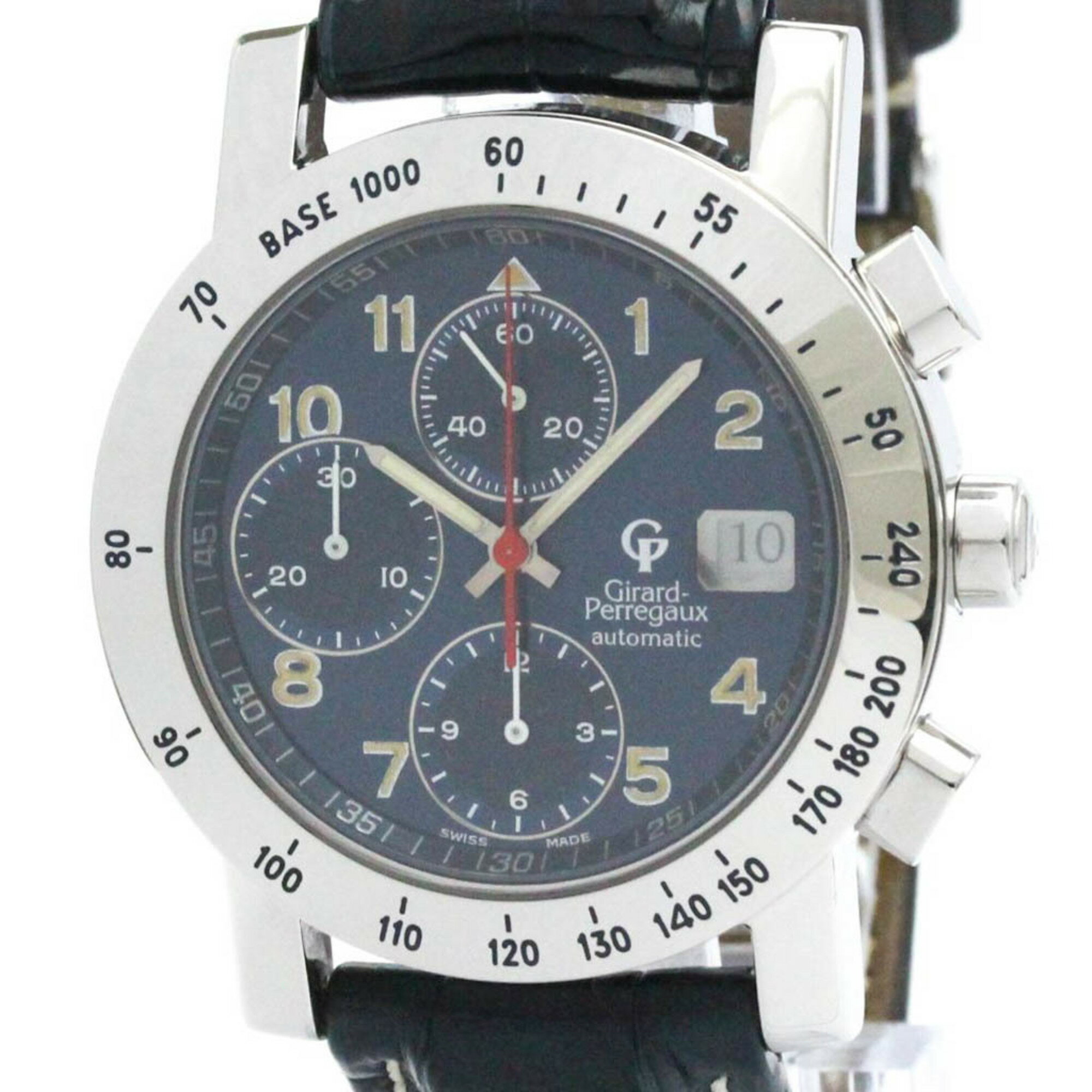 ジラールぺルゴ (GIRARD PERREGAUX) GP7000 クロノグラフ ステンレススチール レザー 自動巻き メンズ 時計 7050 (外装仕上げ済み) 【中古】【中古】