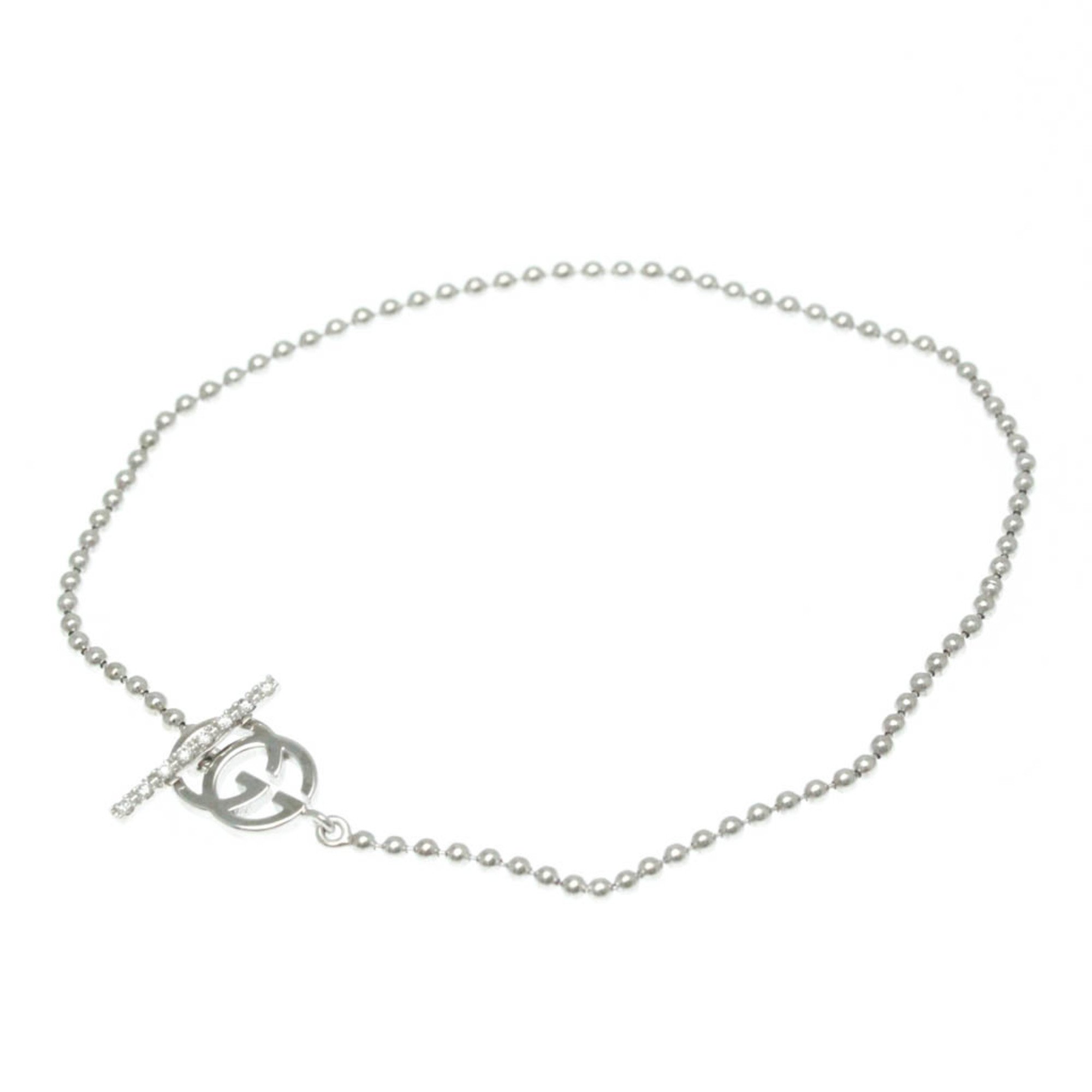 グッチ(Gucci) GG ダイヤモンド ブレスレット K18ホワイトゴールド(K18WG) ダイヤモンド チャームブレスレット シルバー【中古】