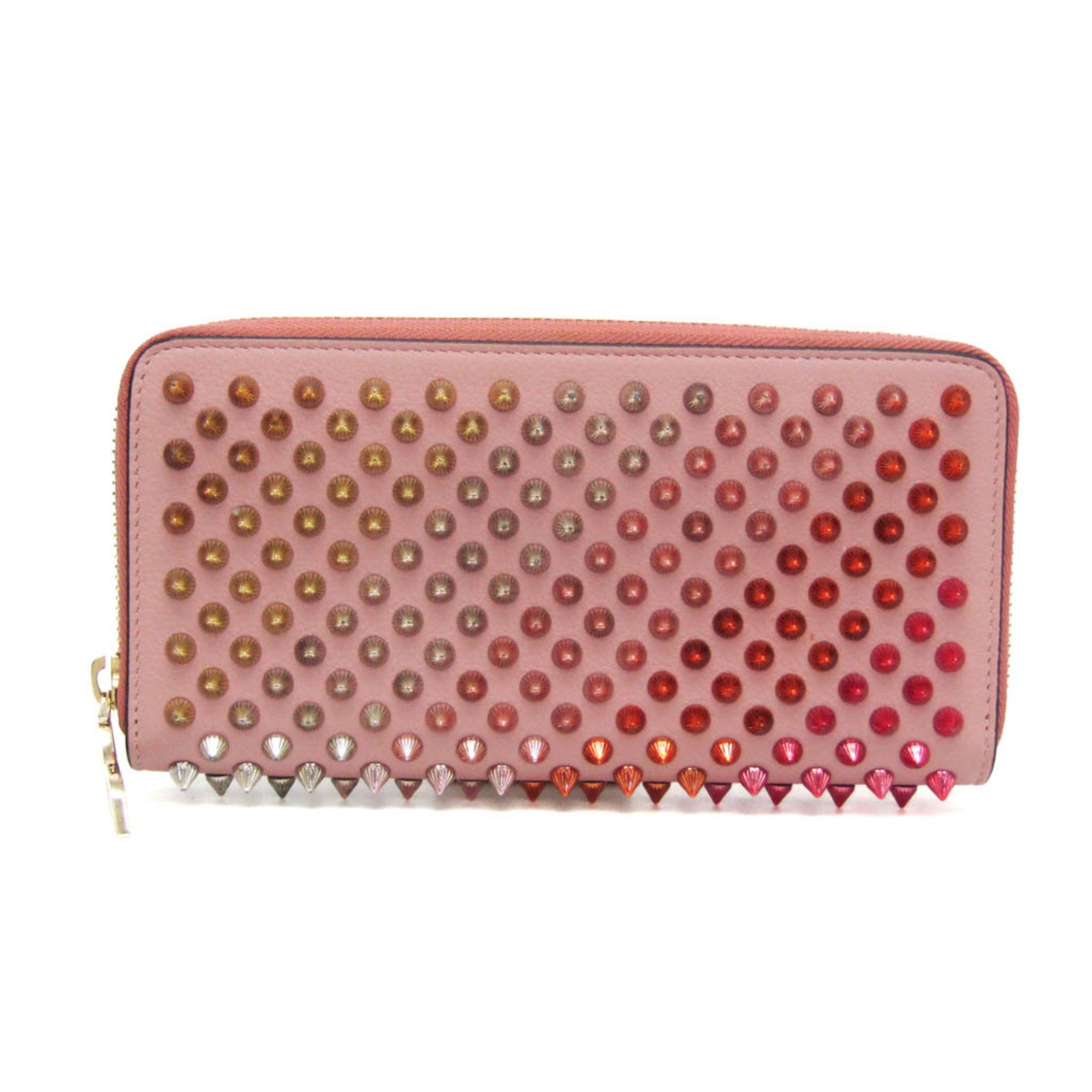 クリスチャンルブタン(Christian Louboutin) パネトーネ レディース レザー スタッズ 長財布(二つ折り) ピンク【中古】
