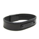 サン・ローラン(Saint Laurent) ロゴプレート 605340 レザー バングル ブラック【中古】