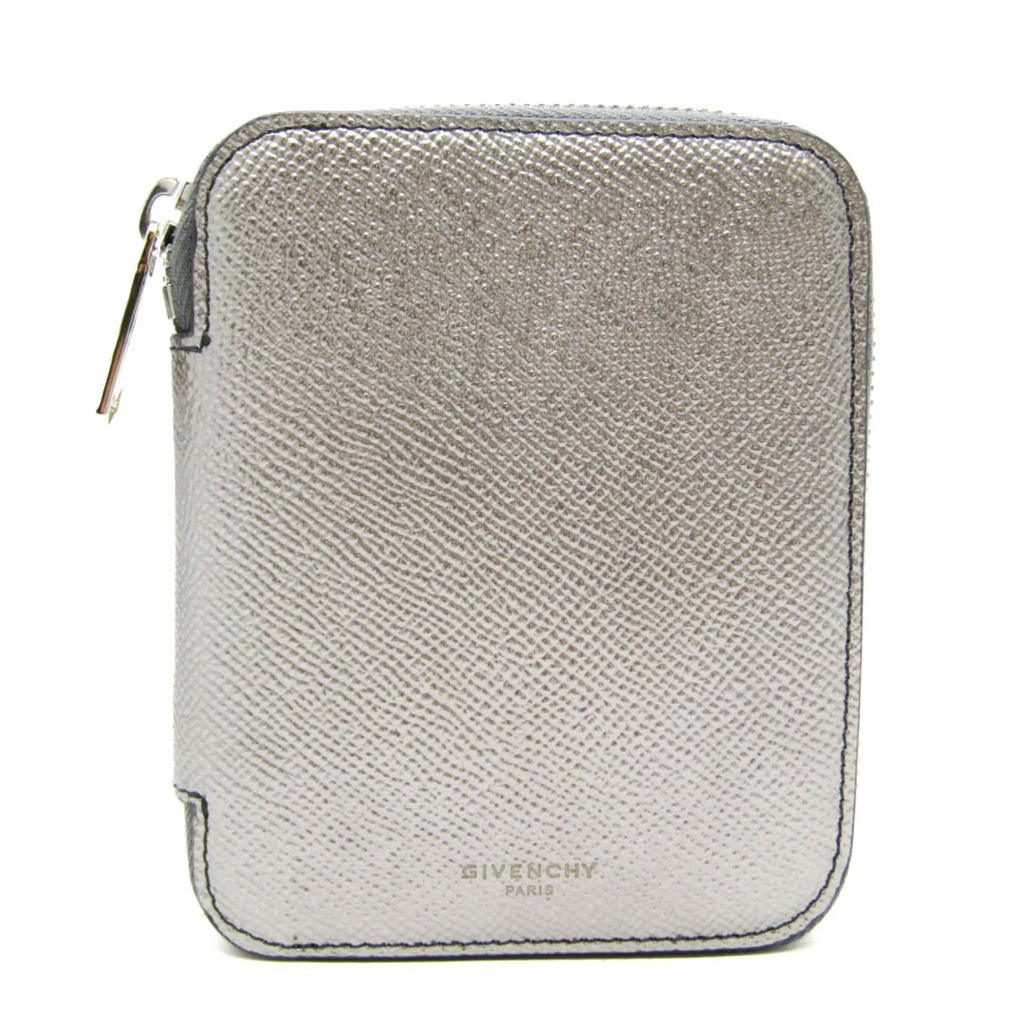 GIVENCHY ケース ブラック スタッズ ラウンド シルバー GIVENCHY LOGO Embroidered Metallic Silver Canvas 4G Card Case