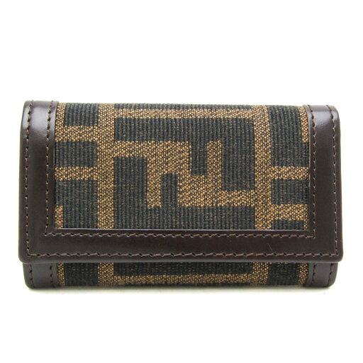 フェンディ(Fendi) ズッカ メンズ,レディース レザー キャンバス キーケース ダークブラウン【中古】 フェンディ(Fendi) ズッカ メンズ,レディース レザー キャンバス キーケース ダークブラウン【中古】