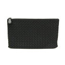 ボッテガ・ヴェネタ(Bottega Veneta) イントレチャート メンズ,レディース レザー クラッチバッグ ブラック【中古】