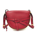 ロエベ(Loewe) メタル ゲート レディース レザー ショルダーバッグ レッド【中古】